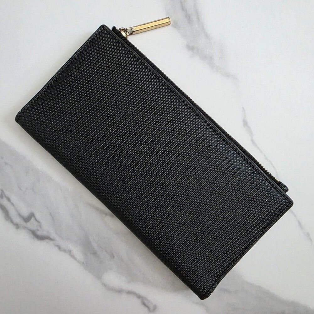 Dagne Dover Black Continental Wallet Zip Pocket Snap Closure MSRP $99